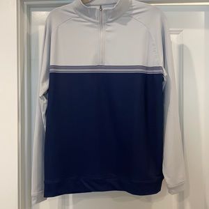 Peter Millar Light Gray & Navy 3/4 Zip Pullover